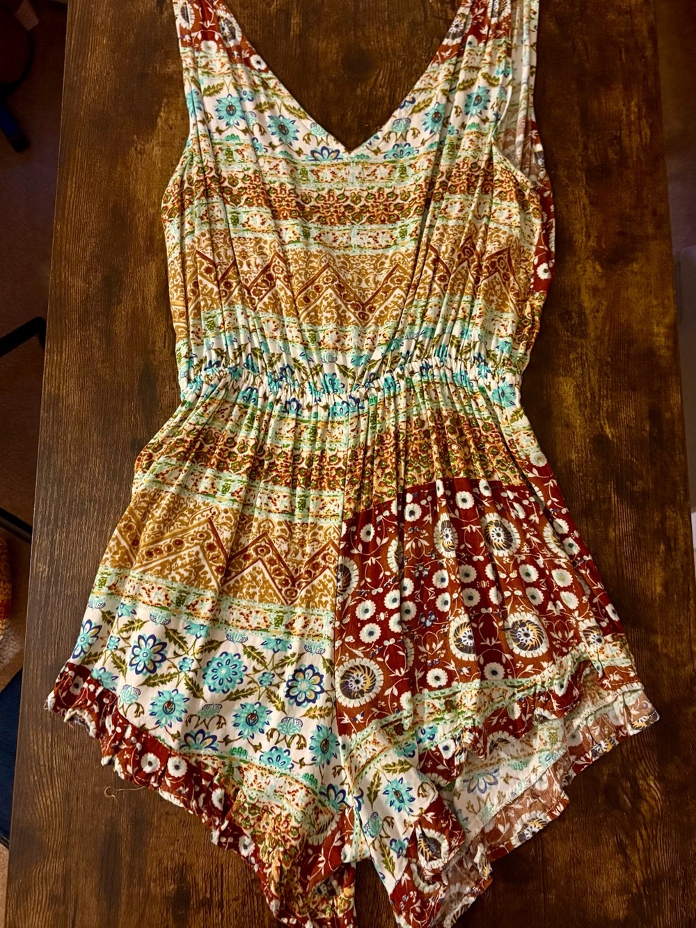 Bohemian Print Sleeveless Romper in Multi-Color